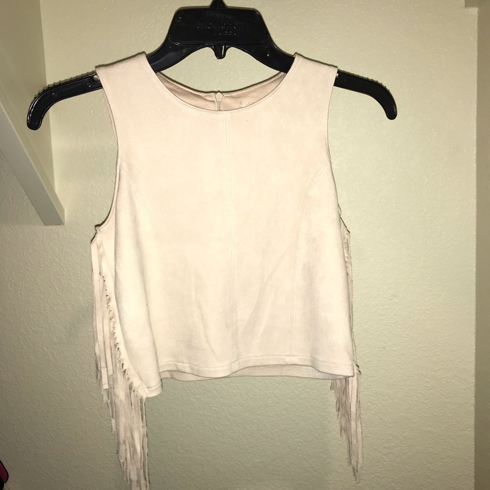 Girls Faux Suede Fringe Top